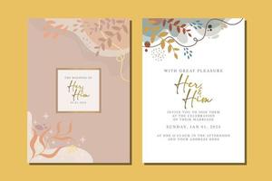 cartão de convite de casamento floral elegante em cores escandinavas vetor