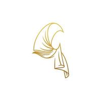 vetor de logotipo de arte de linha hijab. design gráfico vetorial hijab.