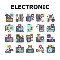 vetor de conjunto de ícones de coleção de reparo eletrônico