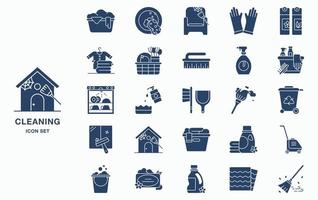 conjunto de ícones de limpeza e higiene doméstica vetor