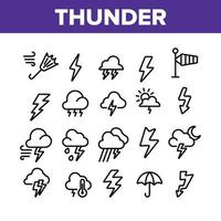 conjunto de ícones de coleção de trovões e relâmpagos vetor