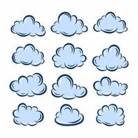 coleção de elementos de ícone de doodle desenhado à mão em nuvem vetor
