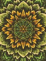 ilustração de estilo vintage mandala de flor de sol vetor