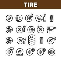 vetor de conjunto de ícones de elementos de coleção de roda de pneu