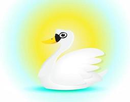 cisne de desenho animado elegante nadando na água vetor
