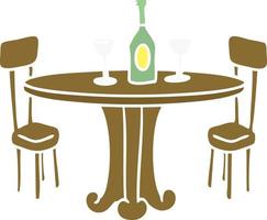 mesa de jantar e bebidas de desenho animado vetor