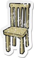 adesivo retrô angustiado de uma cadeira de madeira de desenho animado vetor