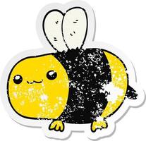 vinheta angustiada de uma abelha de desenho animado vetor