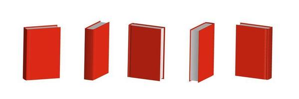 conjunto de livros vermelhos fechados em diferentes posições para livraria vetor