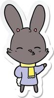 adesivo de um desenho animado de coelho curioso vetor