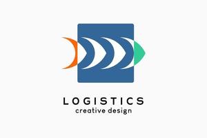 logo logística, logística e empresa de transporte. ícone de seta na caixa vetor