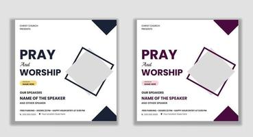 orar e adorar folheto de conferência de mídia social e banner da web vetor