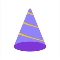 chapéu de aniversário. chapéu de festa de cone dos desenhos animados com listras coloridas um chapéu de celebração de festa. vetor. vetor