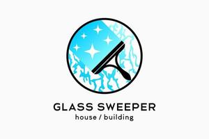 limpador de vidro ou design de logotipo de vassoura de vidro, silhueta de limpador de vidro de borracha com conceito criativo em círculo vetor