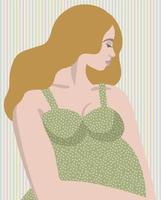 retrato de perfil vetorial de mulher grávida. vetor
