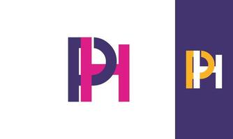 letras do alfabeto iniciais monograma logotipo ph, hp, p e h vetor