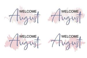 Olá letras de agosto desenhadas à mão com cor suave vetor