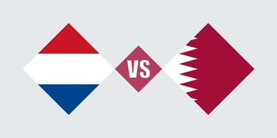 Holanda vs conceito de bandeira do Catar. ilustração vetorial. vetor