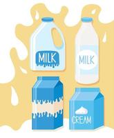 conjunto de produtos lácteos vetor
