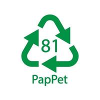 cartão de papel. reciclando códigos 81 pappet. sinal de materiais compostos. ilustração vetorial vetor