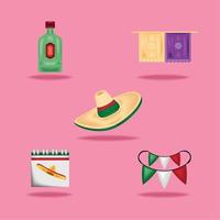 coleção de ícones mexicano vetor