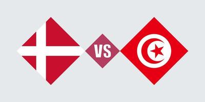 Dinamarca vs conceito de bandeira da Tunísia. ilustração vetorial. vetor