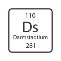 símbolo de darmstádio. elemento químico da tabela periódica. ilustração vetorial. vetor