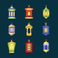 ícones de lanternas árabes vetor