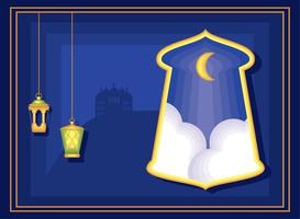noite das lanternas do ramadã vetor