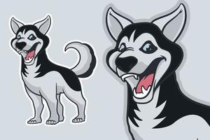 estilo de desenho animado de ilustração vetorial de cão husky vetor