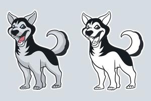 estilo de desenho animado de ilustração vetorial de cão husky vetor