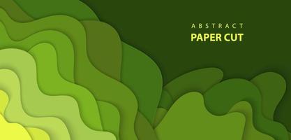 de fundo vector com formas de corte de papel de cor verde. Estilo de arte de papel abstrato 3D, layout de design para apresentações de negócios, folhetos, cartazes, estampas, decoração, cartões, capa de folheto.
