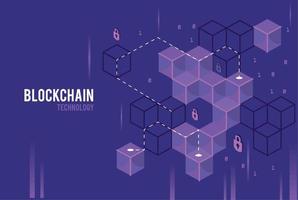 fundo de tecnologia blockchain roxo vetor