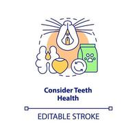 considere o ícone do conceito de saúde dos dentes. cuidar de pequeno mamífero animal de estimação idéia abstrata ilustração de linha fina. atendimento odontológico de roedores. desenho de contorno isolado. traço editável. vetor