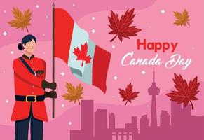 cartão do feliz dia canadense vetor
