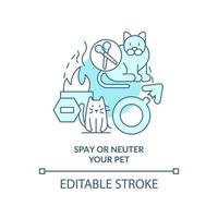 esterilizar e neutralizar o ícone do conceito de turquesa de estimação. propriedade de animal de estimação idéia abstrata ilustração de linha fina. prevenir resultados negativos. desenho de contorno isolado. traço editável vetor