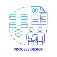 ícone de conceito gradiente azul de projeto de processo. determinar o plano e a estratégia. planejamento social fase abstrata idéia ilustração de linha fina. desenho de contorno isolado. vetor