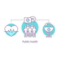 ícone do conceito de saúde pública. ilustração de linha fina de idéia de medicina. organização de saúde. desenho de contorno isolado de vetor