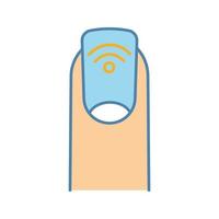 ícone de cor de manicure nfc. unha de campo próximo. adesivo rfid. unha etiqueta nfc. tecnologia sem contato. ilustração vetorial isolada vetor