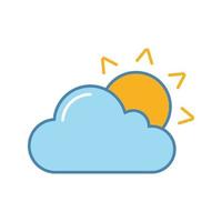ícone de cor parcialmente nublado. Tempo nublado. sol com nuvens. previsão do tempo. ilustração vetorial isolada vetor