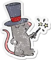 vinheta angustiada de um mágico de rato de desenho animado vetor