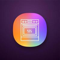 ícone do app de fogão de cozinha. fogão a gás. cooktop e forno. utensílio de cozinha. interface de usuário ui ux. aplicativo da web ou móvel. ilustração isolada do vetor