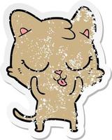 vinheta angustiada de um gato de desenho animado vetor