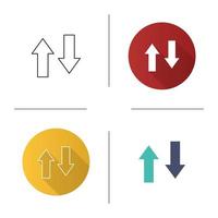 ícone de troca vertical. trocar flechas. virada vertical. importar e exportar. design plano, estilos lineares e de cores. ilustrações vetoriais isoladas vetor