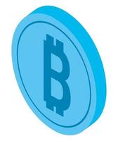 bitcoin isométrico azul vetor