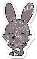 vinheta angustiada de um desenho de coelho curioso vetor
