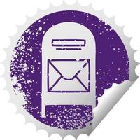 caixa de correio de símbolo de adesivo de descascamento circular angustiado vetor