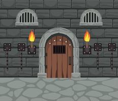 porta do castelo e correntes vetor
