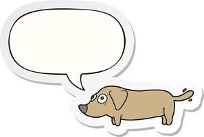 adesivo de cachorrinho de desenho animado e bolha de fala vetor