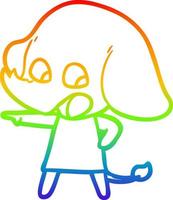 linha de gradiente de arco-íris desenhando elefante de desenho animado fofo vetor